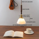 GobekUsa Amber Glass LED Pendant Light with Walnut Handle for Dining Living Room