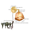 GobekUsa Amber Glass LED Wall Lamp for Bedroom Minimalistic Copper Lighting
