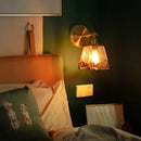 GobekUsa Amber Glass LED Wall Lamp for Bedroom Minimalistic Copper Lighting