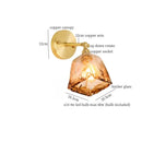 GobekUsa Amber Glass LED Wall Lamp for Bedroom Minimalistic Copper Lighting