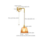 GobekUsa Amber Glass LED Wall Lamp for Bedroom Minimalistic Copper Lighting