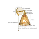 GobekUsa Amber Glass LED Wall Lamp for Bedroom Minimalistic Copper Lighting