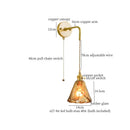 GobekUsa Amber Glass LED Wall Lamp for Bedroom Minimalistic Copper Lighting
