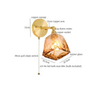 GobekUsa Amber Glass LED Wall Lamp for Bedroom Minimalistic Copper Lighting