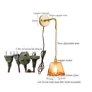 GobekUsa Amber Glass LED Wall Lamp for Bedroom Minimalistic Copper Lighting