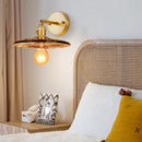 GobekUsa Amber Glass LED Wall Lamp for Bedroom Minimalistic Copper Lighting