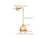 GobekUsa Amber Glass LED Wall Lamp for Bedroom Minimalistic Copper Lighting