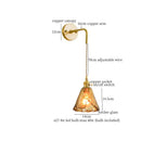 GobekUsa Amber Glass LED Wall Lamp for Bedroom Minimalistic Copper Lighting