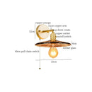 GobekUsa Amber Glass LED Wall Lamp for Bedroom Minimalistic Copper Lighting