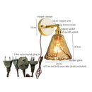 GobekUsa Amber Glass LED Wall Lamp for Bedroom Minimalistic Copper Lighting