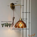 GobekUsa Amber Glass LED Wall Light for Bedroom & Staircase - Modern Nordic Plug-In Fixture