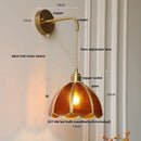 GobekUsa Amber Glass LED Wall Light for Bedroom & Staircase - Modern Nordic Plug-In Fixture