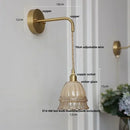 GobekUsa Amber Glass LED Wall Light Pull Chain Switch Modern Flower Sconce