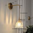 GobekUsa Amber Glass LED Wall Light Pull Chain Switch Modern Flower Sconce