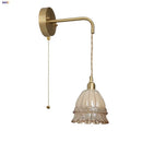 GobekUsa Amber Glass LED Wall Light Pull Chain Switch Modern Flower Sconce