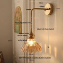 GobekUsa Amber Glass LED Wall Light Pull Chain Switch Modern Flower Sconce