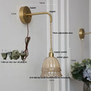 GobekUsa Amber Glass LED Wall Light Pull Chain Switch Modern Flower Sconce