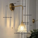 GobekUsa Amber Glass LED Wall Light Pull Chain Switch Modern Flower Sconce