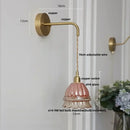 GobekUsa Amber Glass LED Wall Light Pull Chain Switch Modern Flower Sconce