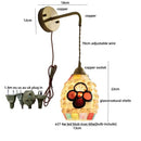 GobekUsa Amber Glass LED Wall Lights Modern Plug In Adjustable Sconce for Home Décor