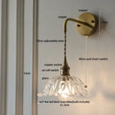 GobekUsa Amber Glass LED Wall Sconce, Brass Finish, Adjustable Wire, Modern Nordic Style