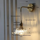 GobekUsa Amber Glass LED Wall Sconce, Brass Finish, Adjustable Wire, Modern Nordic Style