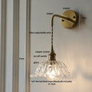 GobekUsa Amber Glass LED Wall Sconce, Brass Finish, Adjustable Wire, Modern Nordic Style