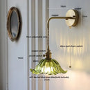 GobekUsa Amber Glass LED Wall Sconce, Brass Finish, Adjustable Wire, Modern Nordic Style