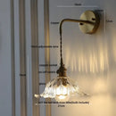 GobekUsa Amber Glass LED Wall Sconce, Brass Finish, Adjustable Wire, Modern Nordic Style
