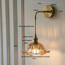 GobekUsa Amber Glass LED Wall Sconce, Brass Finish, Adjustable Wire, Modern Nordic Style