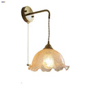 GobekUsa Amber Glass LED Wall Sconce with Pull Chain Switch for Bedroom and Bathroom