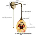 GobekUsa Amber Glass LED Wall Sconce with Pull Chain Switch for Bedroom and Bathroom