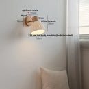 GobekUsa Amber Glass LED Wall Sconce with Pull Chain Switch, Nordic Modern Wood Stair Light