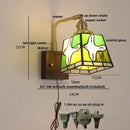 GobekUsa Amber Glass LED Wall Sconce with Walnut Wood, Pull Chain Switch for Living Room