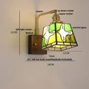 GobekUsa Amber Glass LED Wall Sconce with Walnut Wood, Pull Chain Switch for Living Room