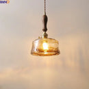 GobekUsa Amber Glass Pendant Lamps Copper Modern Hanging Lights for Living Dining Bedroom