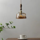 GobekUsa Amber Glass Pendant Lamps Copper Modern Hanging Lights for Living Dining Bedroom