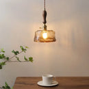 GobekUsa Amber Glass Pendant Lamps Copper Modern Hanging Lights for Living Dining Bedroom