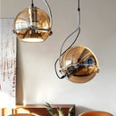 GobekUsa Amber Glass Pendant Light: Industrial Adjustable Angle Chandelier for Kitchen Bedroom Hallway