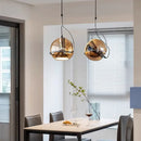 GobekUsa Amber Glass Pendant Light: Industrial Adjustable Angle Chandelier for Kitchen Bedroom Hallway