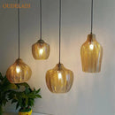 GobekUsa Amber Glass Pendant Lights for Kitchen, Restaurant, Bedroom - E27 Luminaires