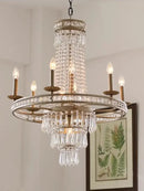 GobekUsa American Country Chandelier French Luxury Iron Crystal Lamp