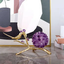 GobekUsa Amethyst Flower Ball Bird Sculpture Desk Decoration