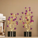 GobekUsa Amethyst Tree Metal Grapevine Statue Crystal Grape Home Decor