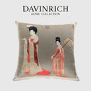GobekUsa Ancient Chinese Beauty Girl Velvet Satin Throw Pillow Cover 45x45cm