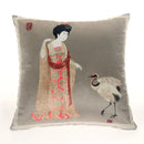GobekUsa Ancient Chinese Beauty Girl Velvet Satin Throw Pillow Cover 45x45cm