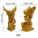 White and gold resin angel figurine living room collectible statue by Decorbites