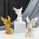 White and gold resin angel figurine living room collectible statue by Decorbites