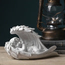 Modern white angel girl resin figurine bedroom decor detail wings by Decorbites