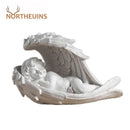 Modern white angel girl resin figurine bedroom decor detail wings by Decorbites